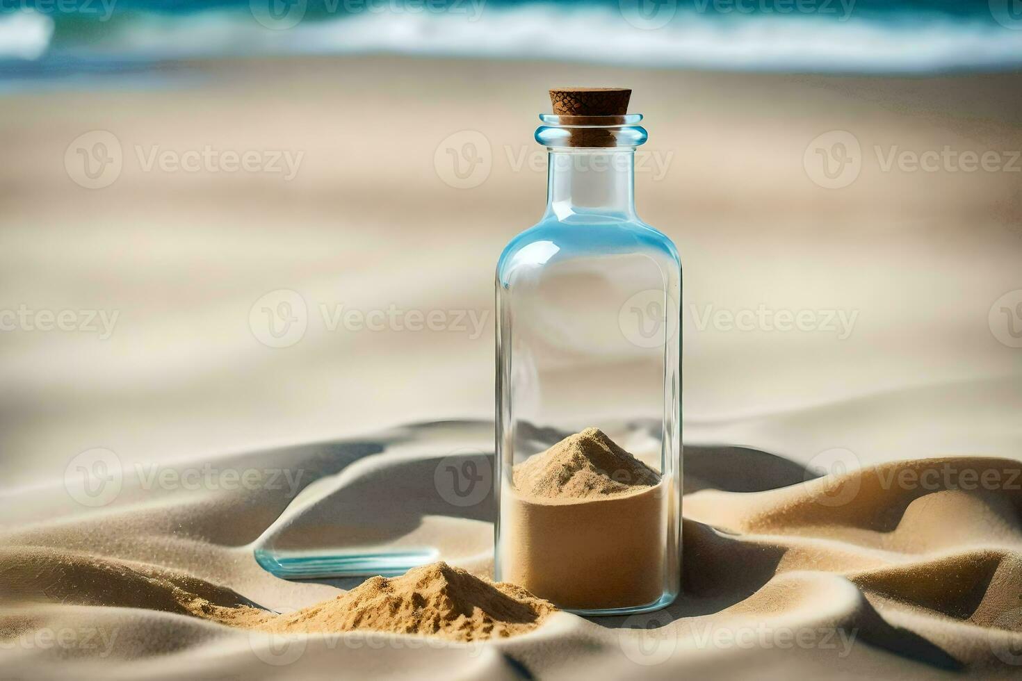 a message in a bottle on the beach. AI-Generated photo