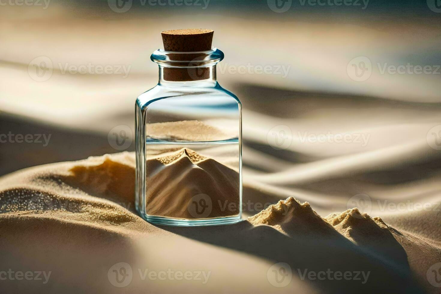 sand in a bottle. AI-Generated photo