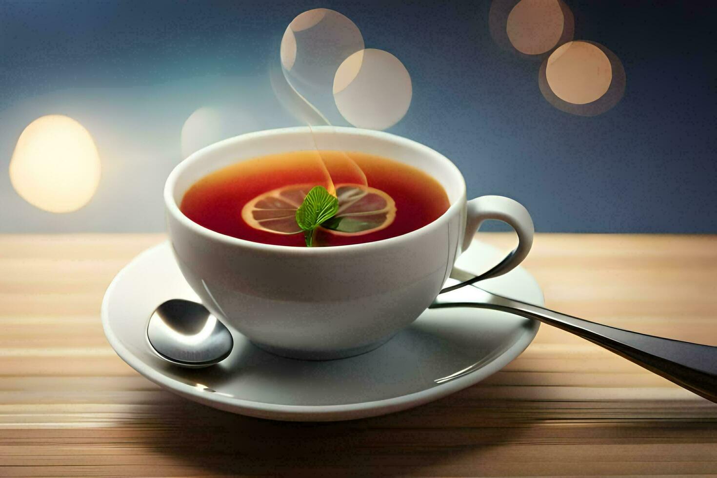 a cup of tea with lemon and mint. AI-Generated photo