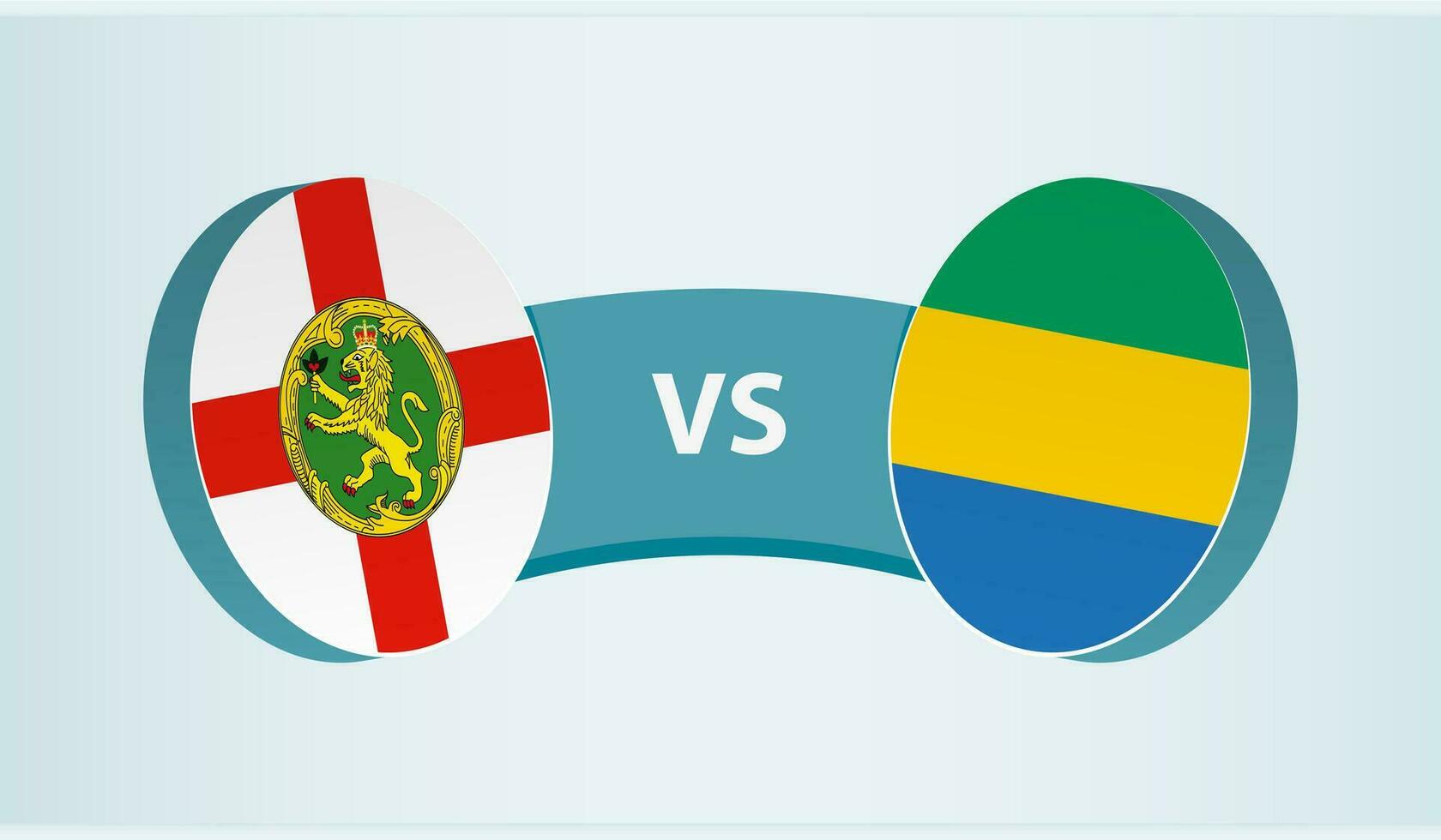 Alderney versus Gabon, team sports competition concept. vector