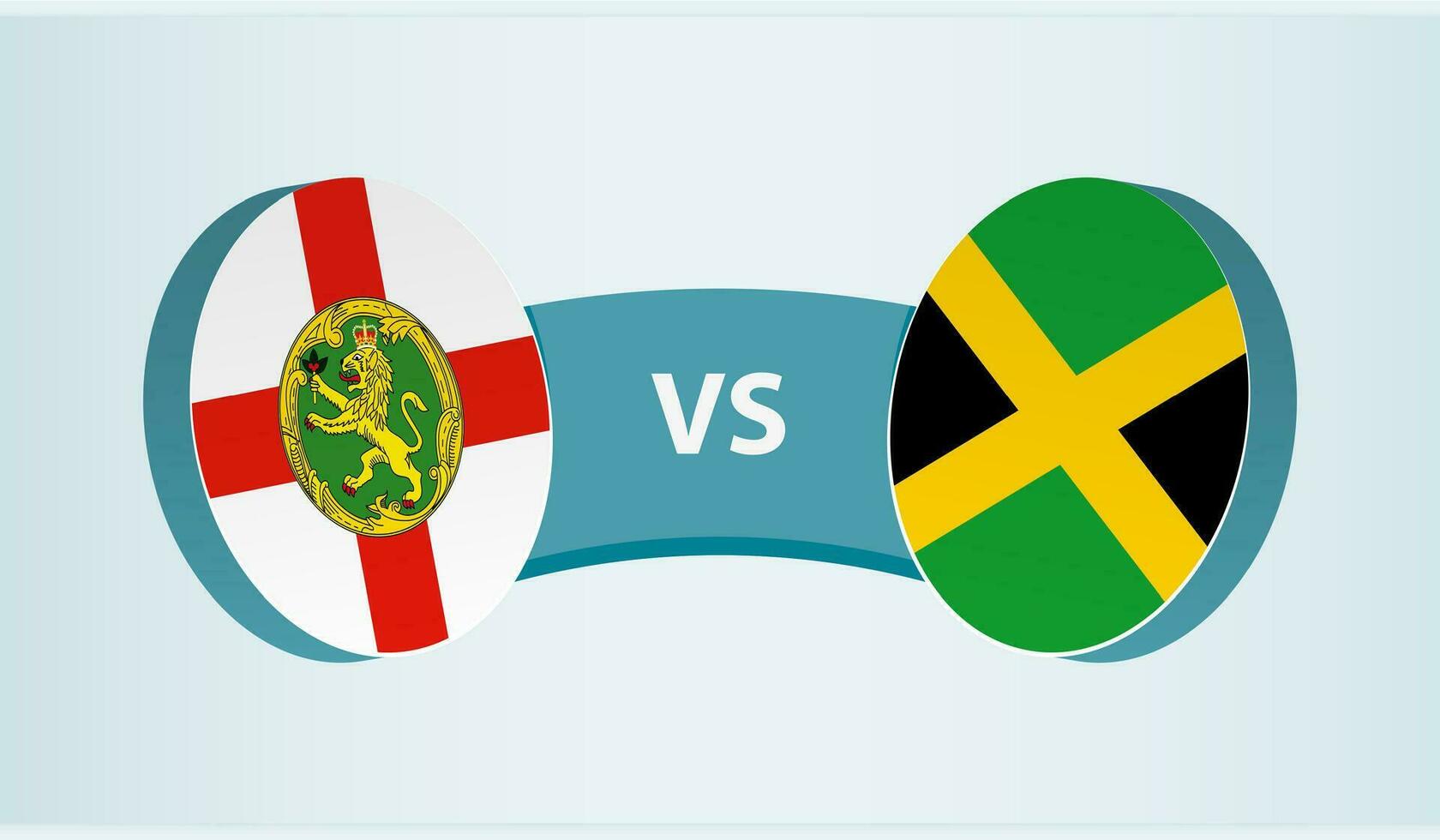 Alderney versus Jamaica, equipo Deportes competencia concepto. vector