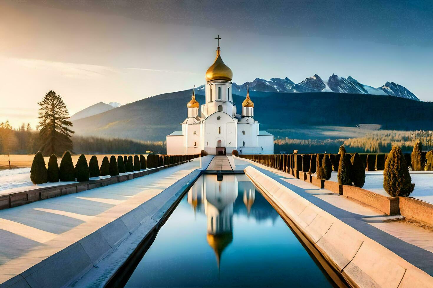the russian church in the mountains. AI-Generated photo