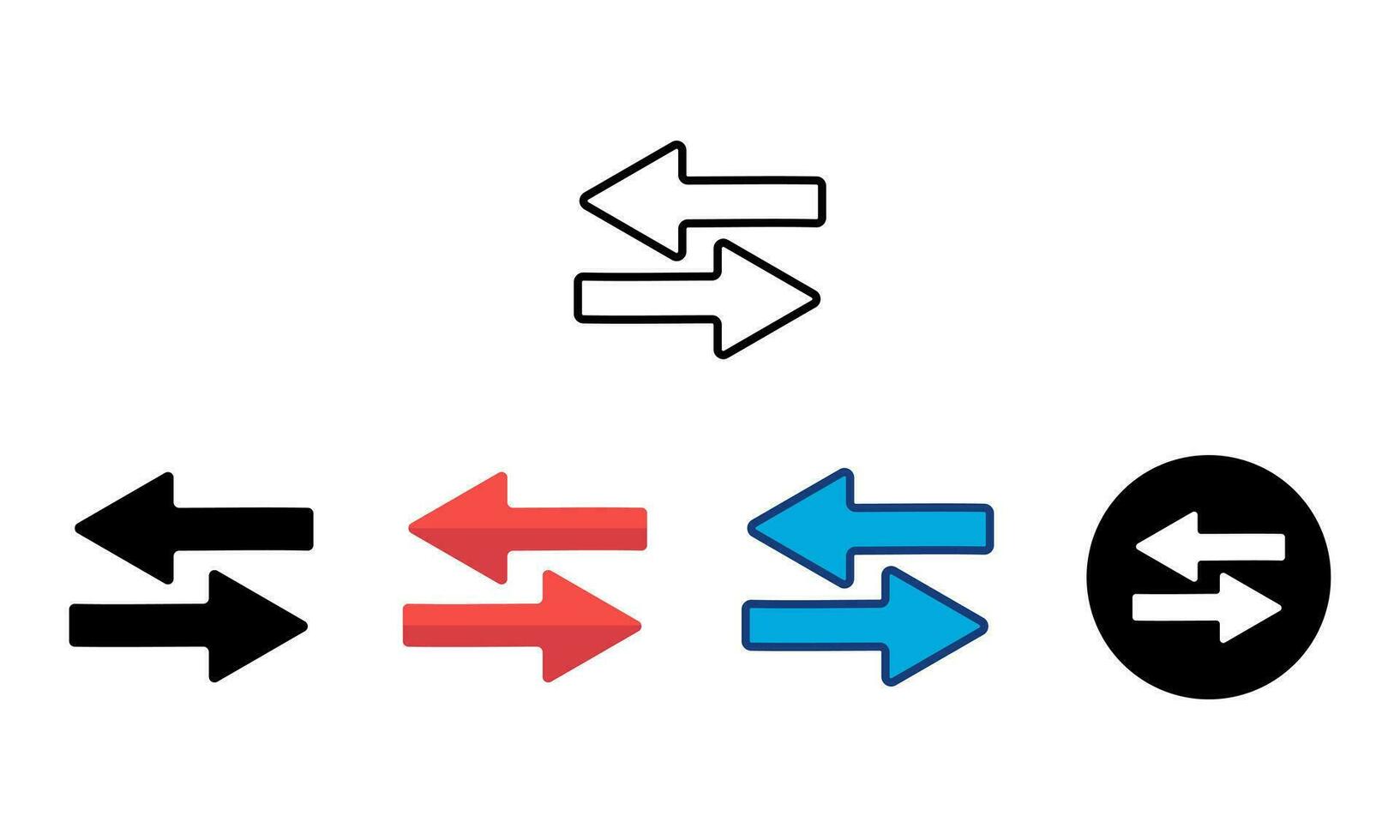 Set arrow left right up down arrow navigation direction vector design isolated on white background in various styles. Collections for web design, interfaces and more.
