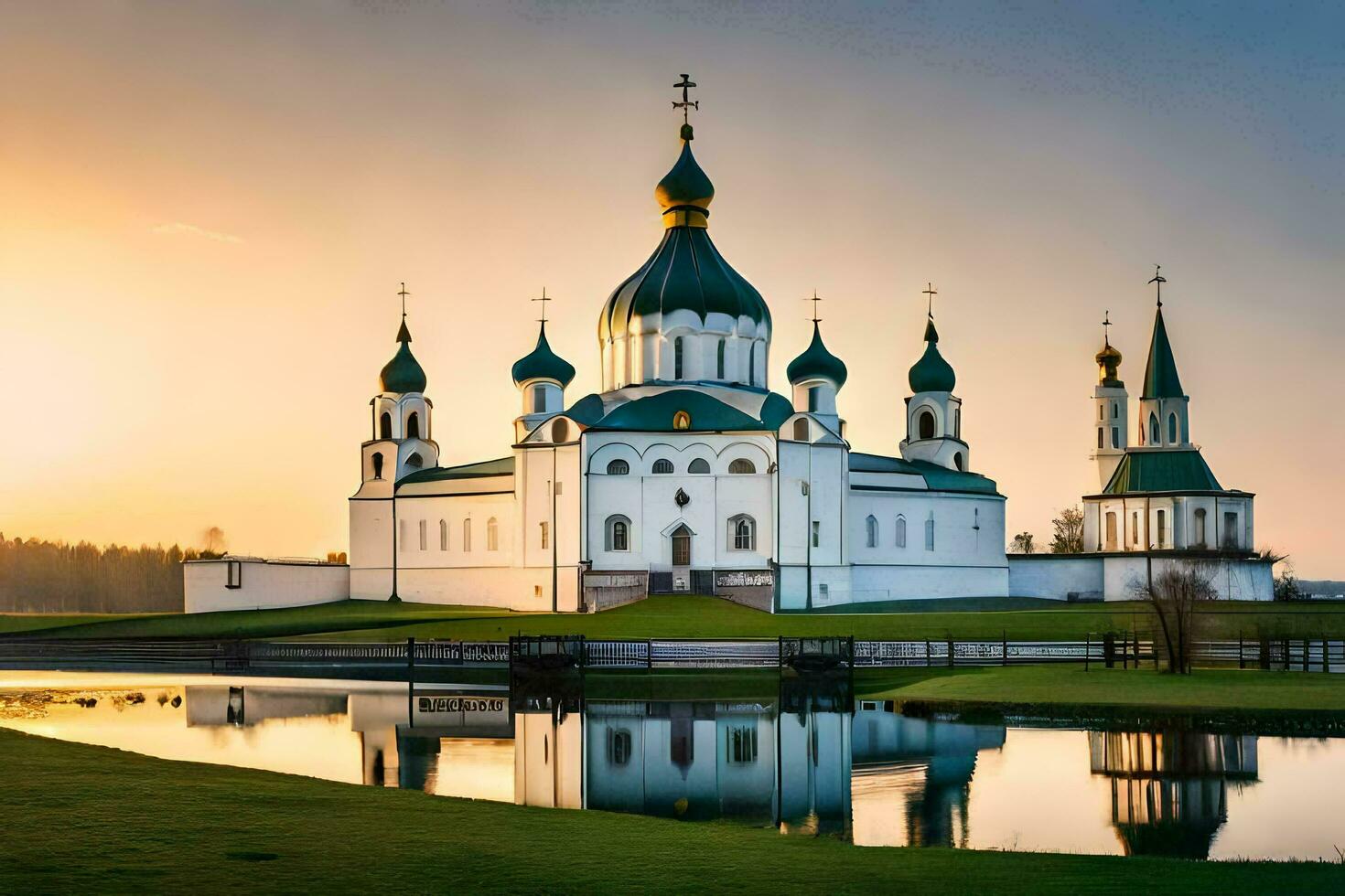 the church of the holy cross in the village of krasnogorsk, kras. AI-Generated photo
