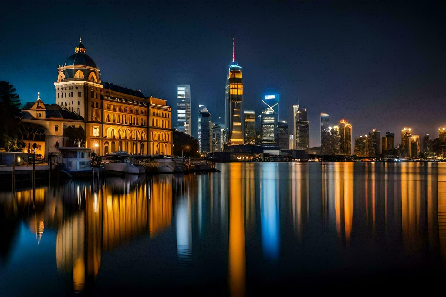 the shanghai skyline at night. AI-Generated photo