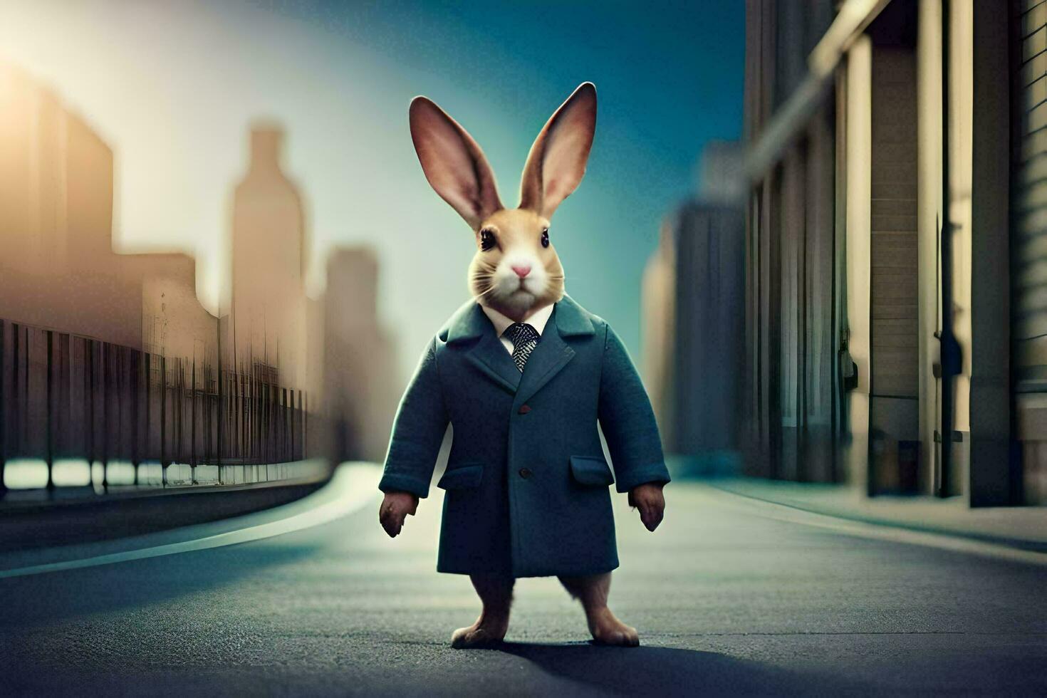 a rabbit dressed in a suit and tie. AI-Generated photo