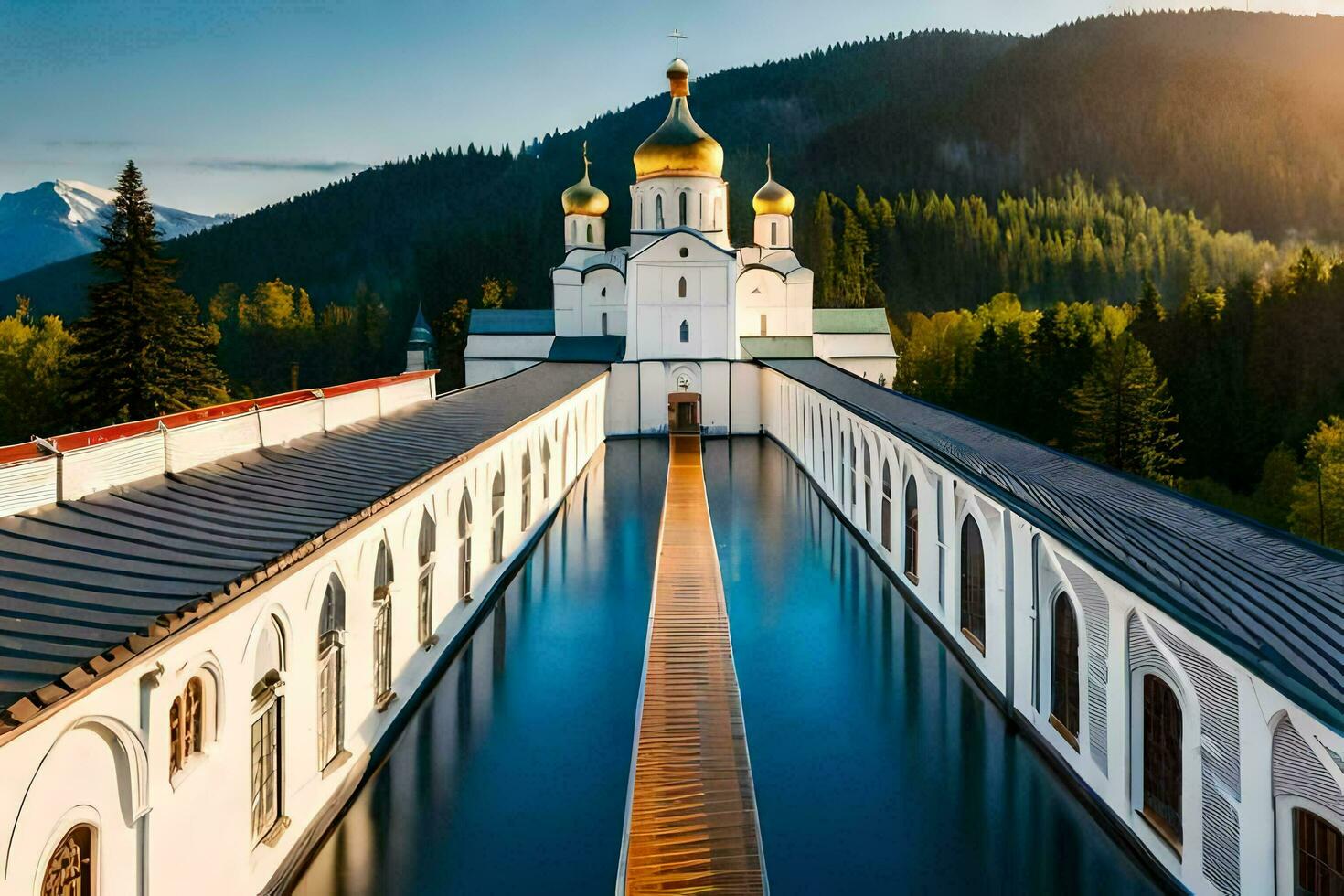 the russian church in the mountains. AI-Generated photo