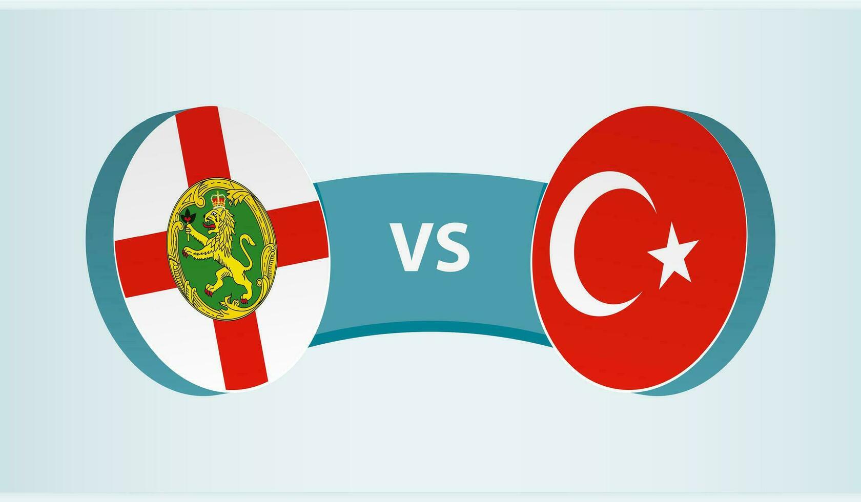 Alderney versus Turkey, team sports competition concept. vector