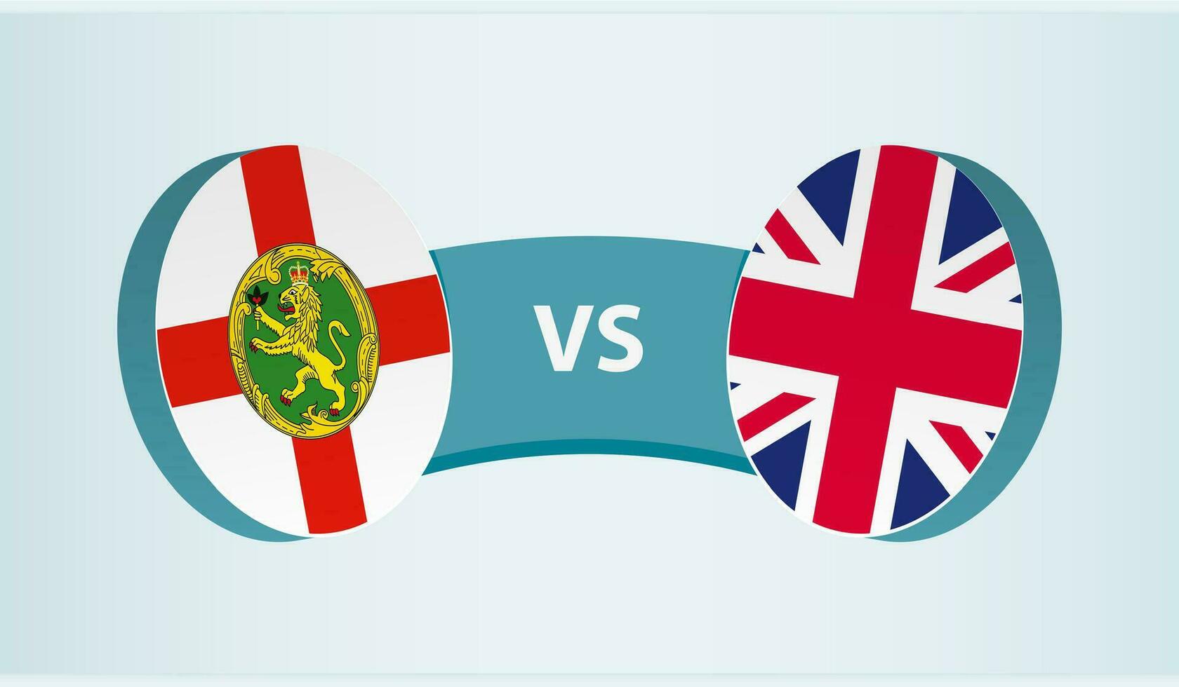 Alderney versus United Kingdom, team sports competition concept. vector