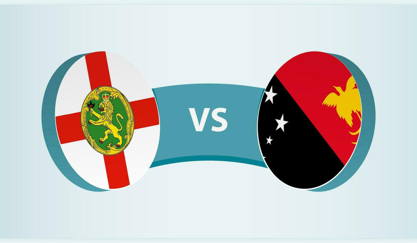 Alderney versus Papua New Guinea, team sports competition concept. vector