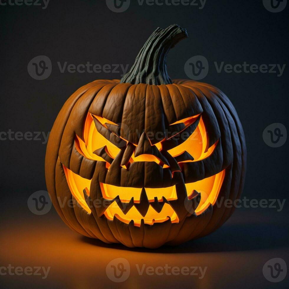 Scary halloween pumpkin with light ai generated photo