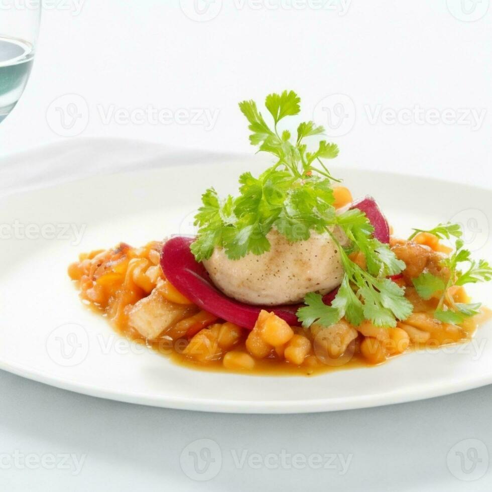 Delicious food on a white plate photo
