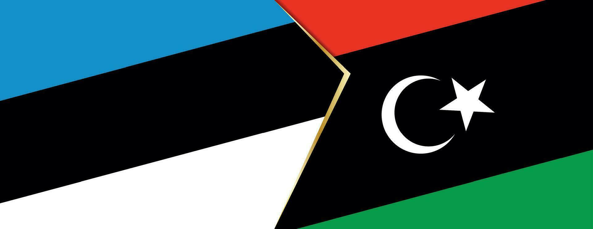 Estonia and Libya flags, two vector flags.