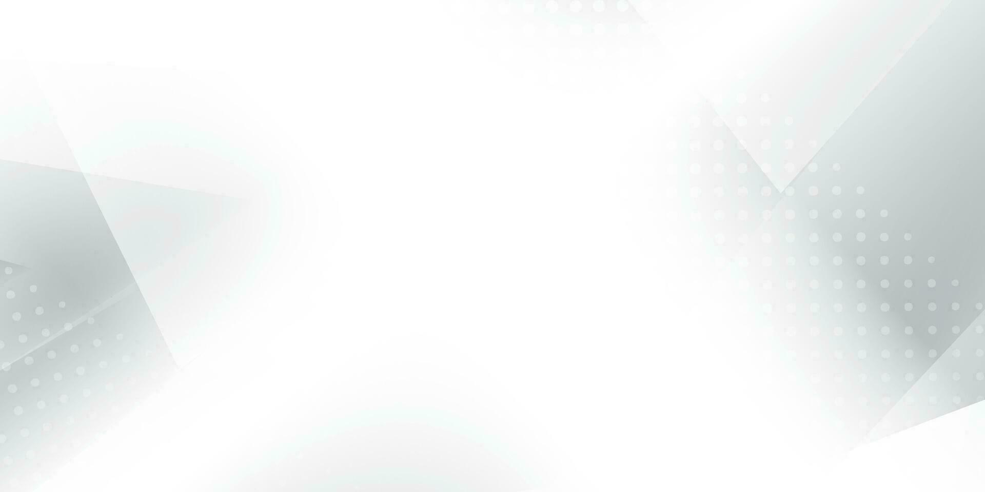 Abstract white and gray color background with geometric triangle shape and halftone effect. Vector illustration.