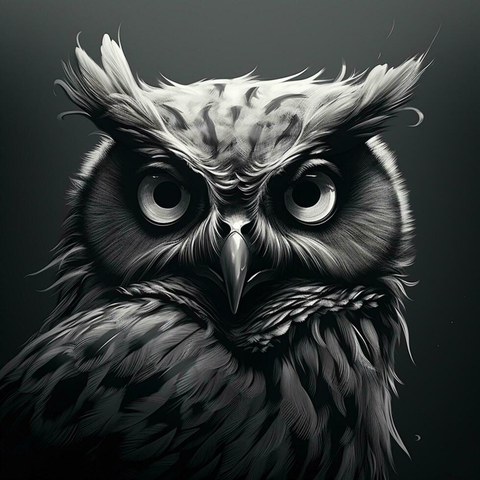 retro owl head illustration photo