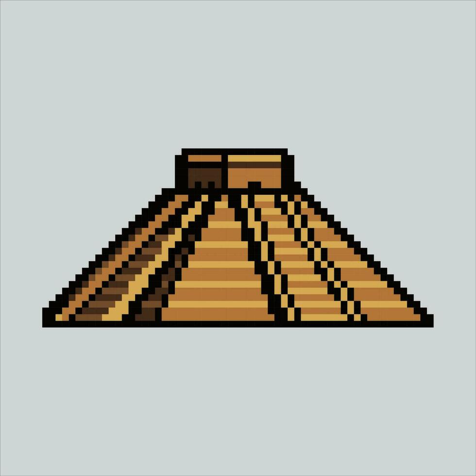 Pixel art illustration Mayan Temple. Pixelated pyramid temple. Mayan Kukulcan Pyramid temple France landmark icon pixelated for the pixel art game and icon for website and video game. vector