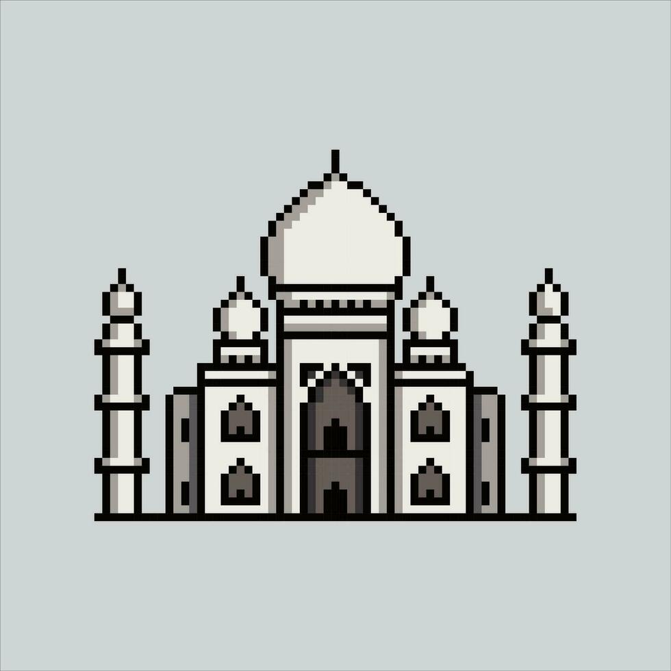 Pixel art illustration Taj Mahal. Pixelated Taj Mahal. Taj Mahal India Bharat landmark icon pixelated for the pixel art game and icon for website and video game. old school retro. vector