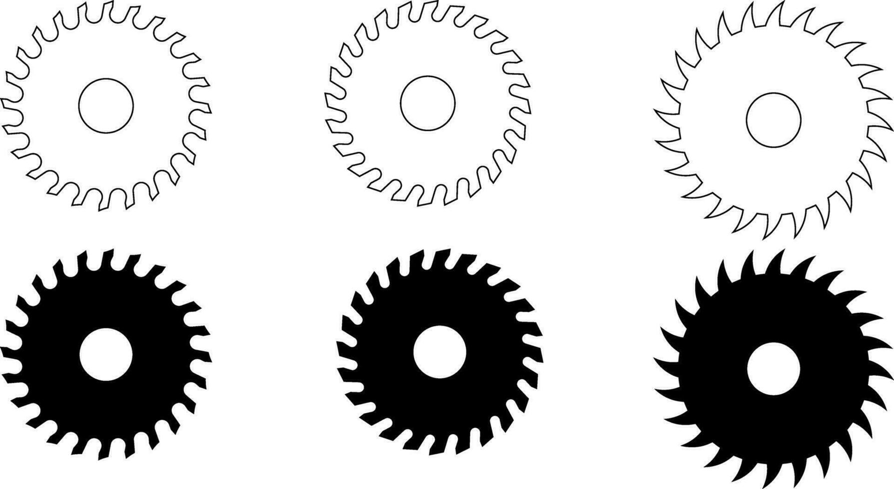 outline silhouette circular saw icon set vector