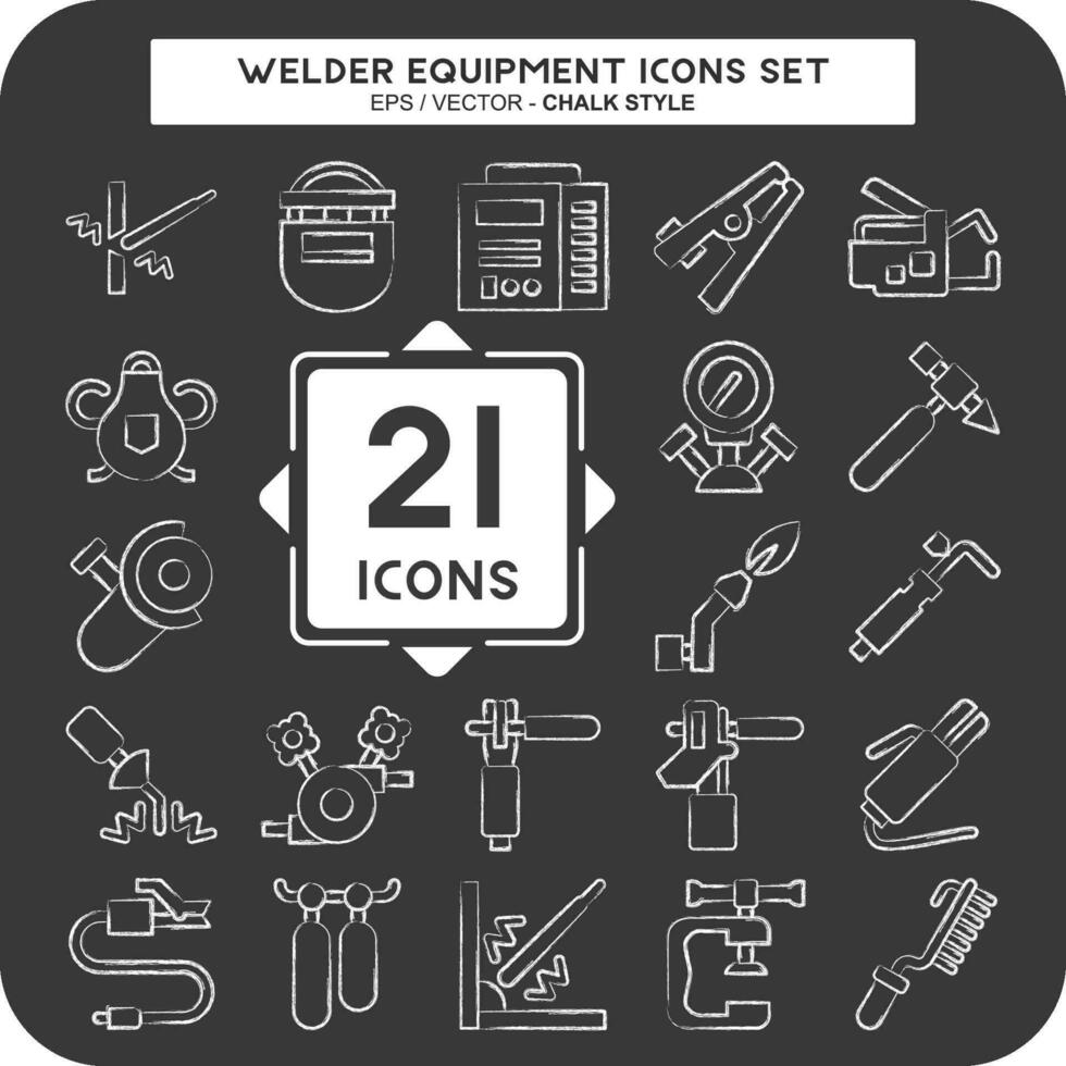 Icon Set Welder Equipment. related to Building Tool symbol. chalk Style. simple design editable. simple illustration vector