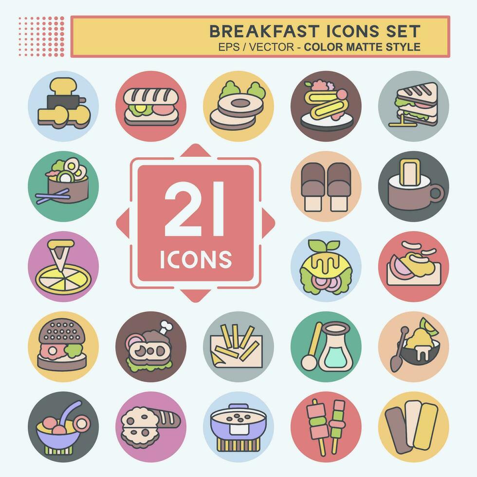 Icon Set Breakfast. related to Food, Diner symbol. color mate style. simple design editable. simple illustration vector