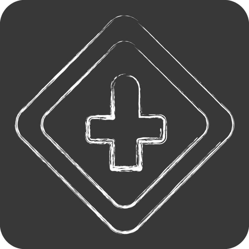 Icon Cross Roads Ahead. related to Road Sign symbol. chalk Style. simple design editable. simple illustration vector