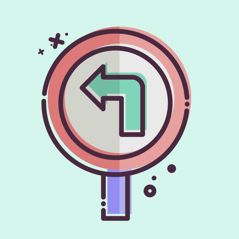 Icon Turn Left Ahead. related to Road Sign symbol. MBE style. simple design editable. simple illustration vector