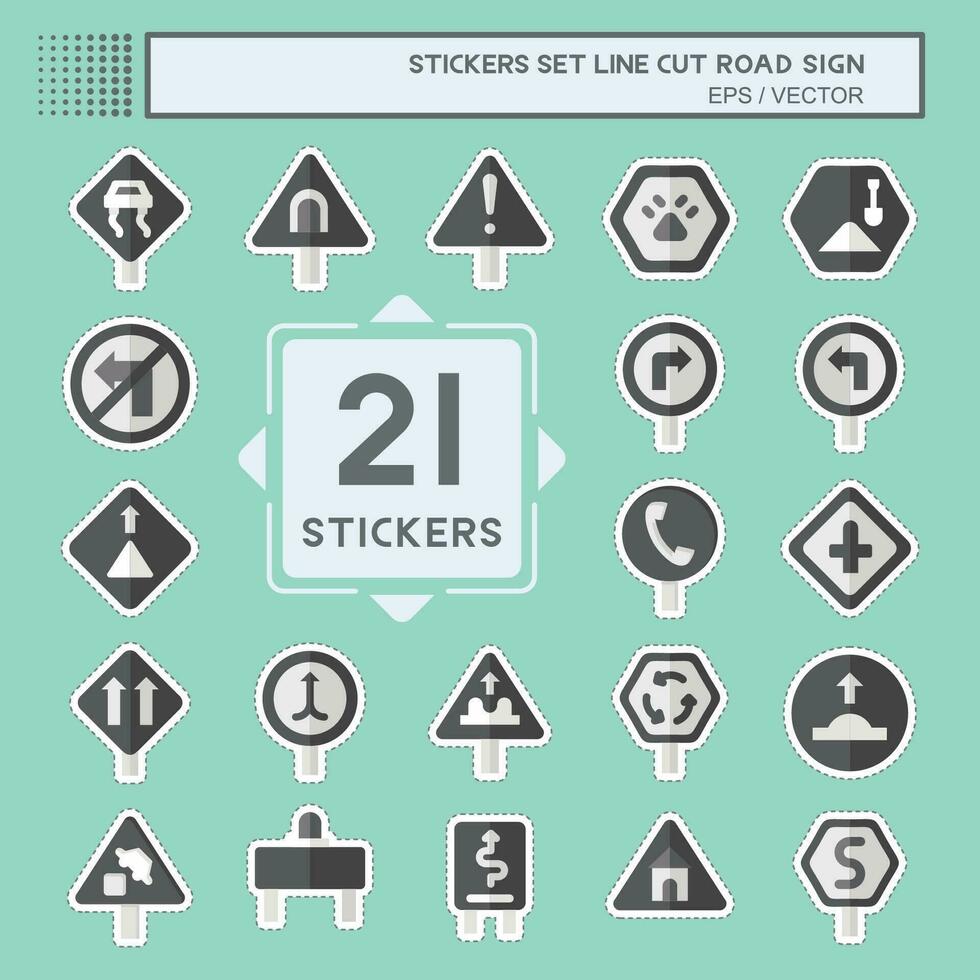 Sticker line cut Set Road Sign. related to Education symbol. simple design editable. simple illustration vector