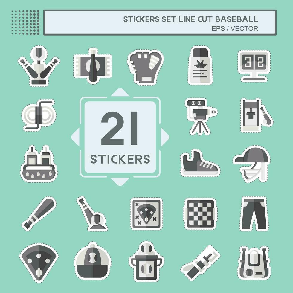 Sticker line cut Set Baseball. related to Sport symbol. simple design editable. simple illustration vector