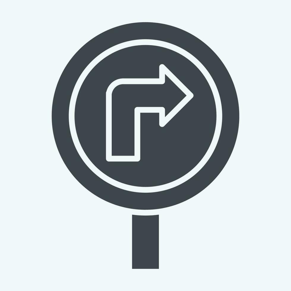 Icon Turn Right Ahead. related to Road Sign symbol. glyph style. simple design editable. simple illustration vector