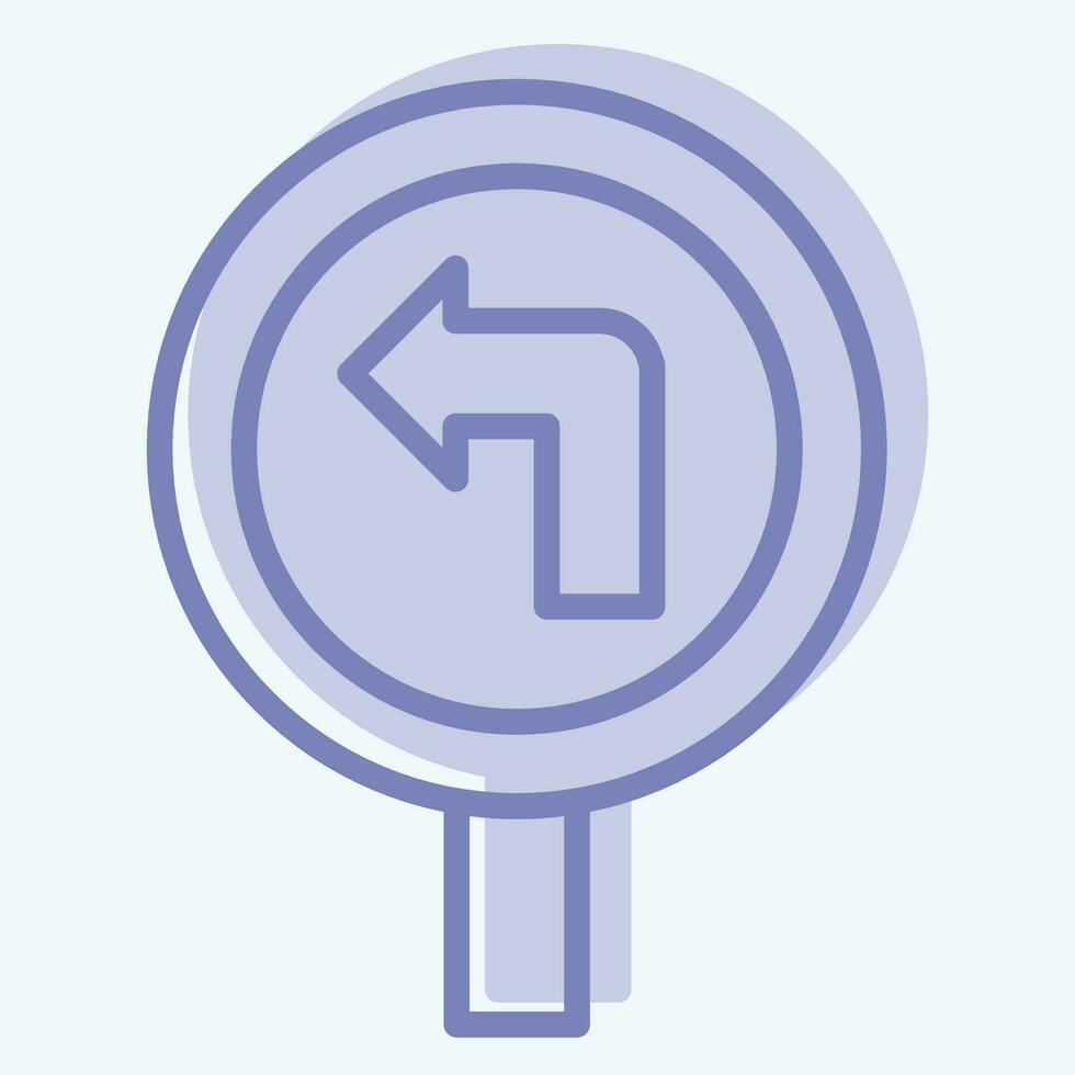 Icon Turn Left Ahead. related to Road Sign symbol. two tone style. simple design editable. simple illustration vector