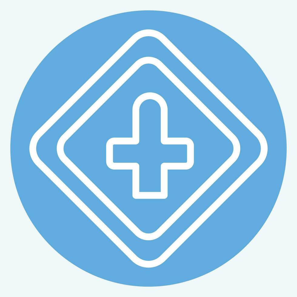 Icon Cross Roads Ahead. related to Road Sign symbol. blue eyes style. simple design editable. simple illustration vector