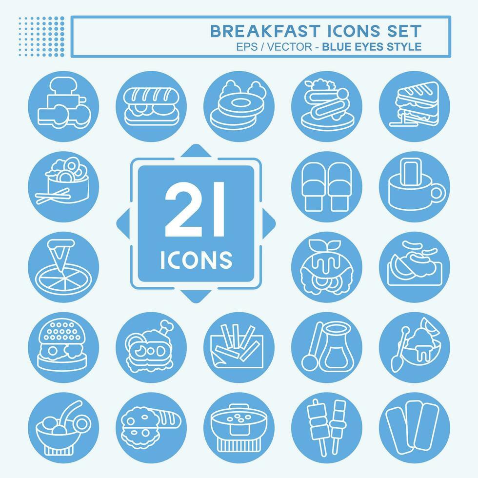 Icon Set Breakfast. related to Food, Diner symbol. blue eyes style. simple design editable. simple illustration vector