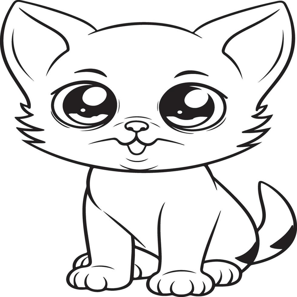 sencillo gato colorante página para niños vector