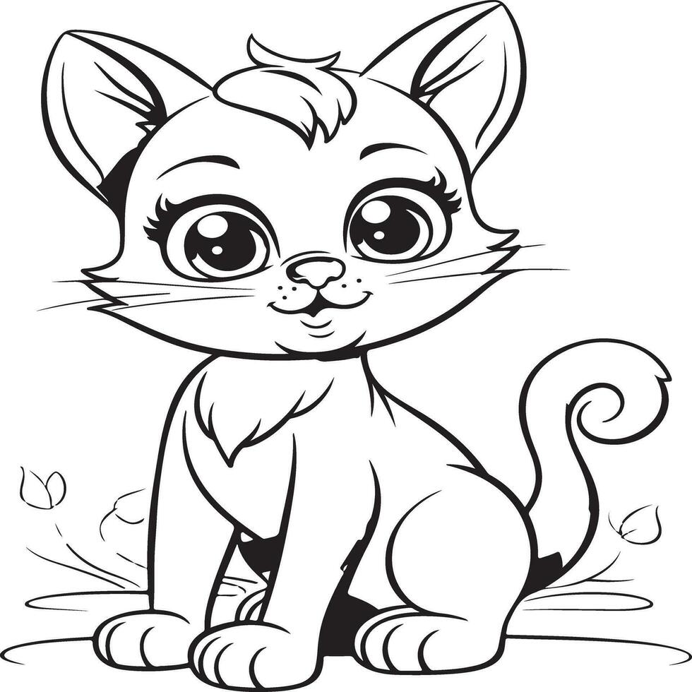 simple cat coloring page for kids vector