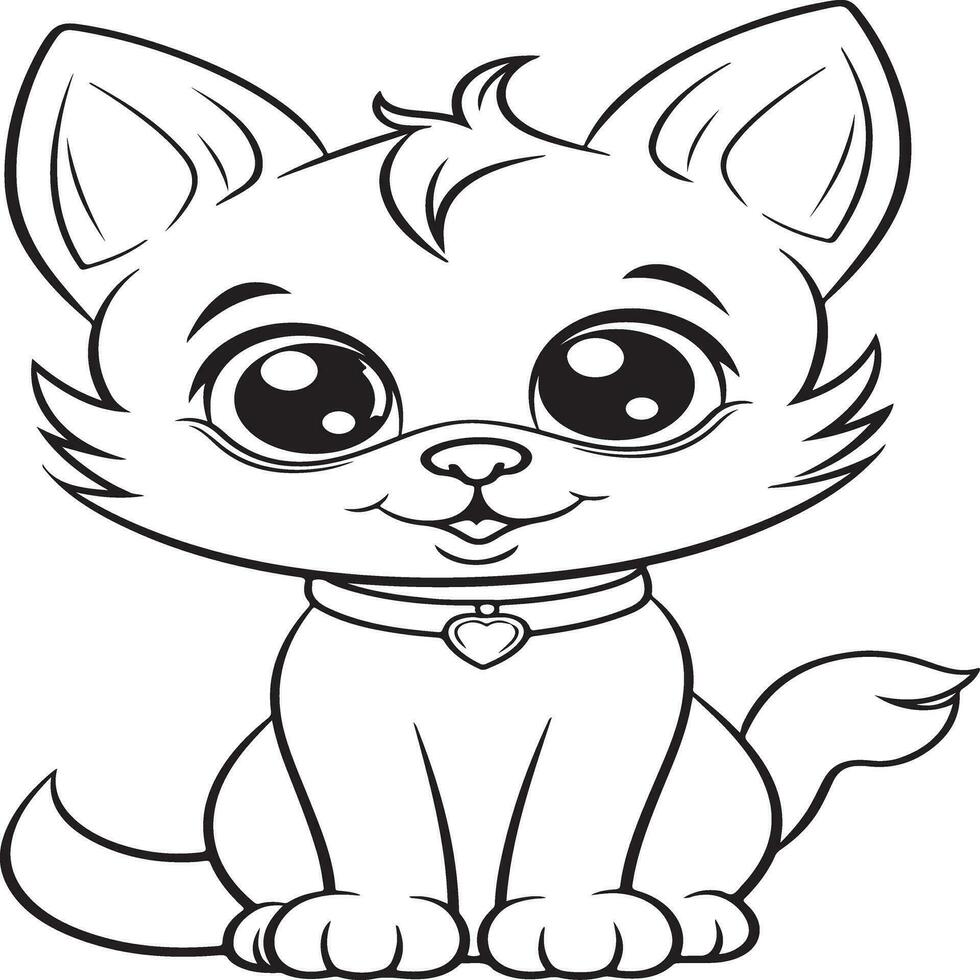 simple cat coloring page for kids vector