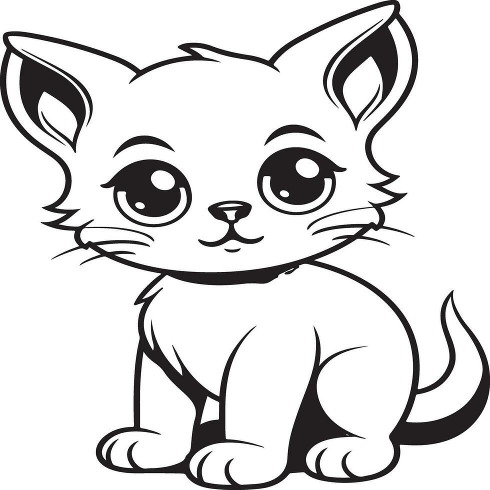 simple cat coloring page for kids vector