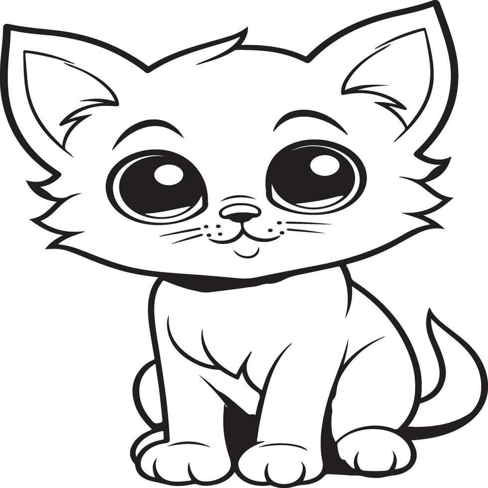 simple cat coloring page for kids vector