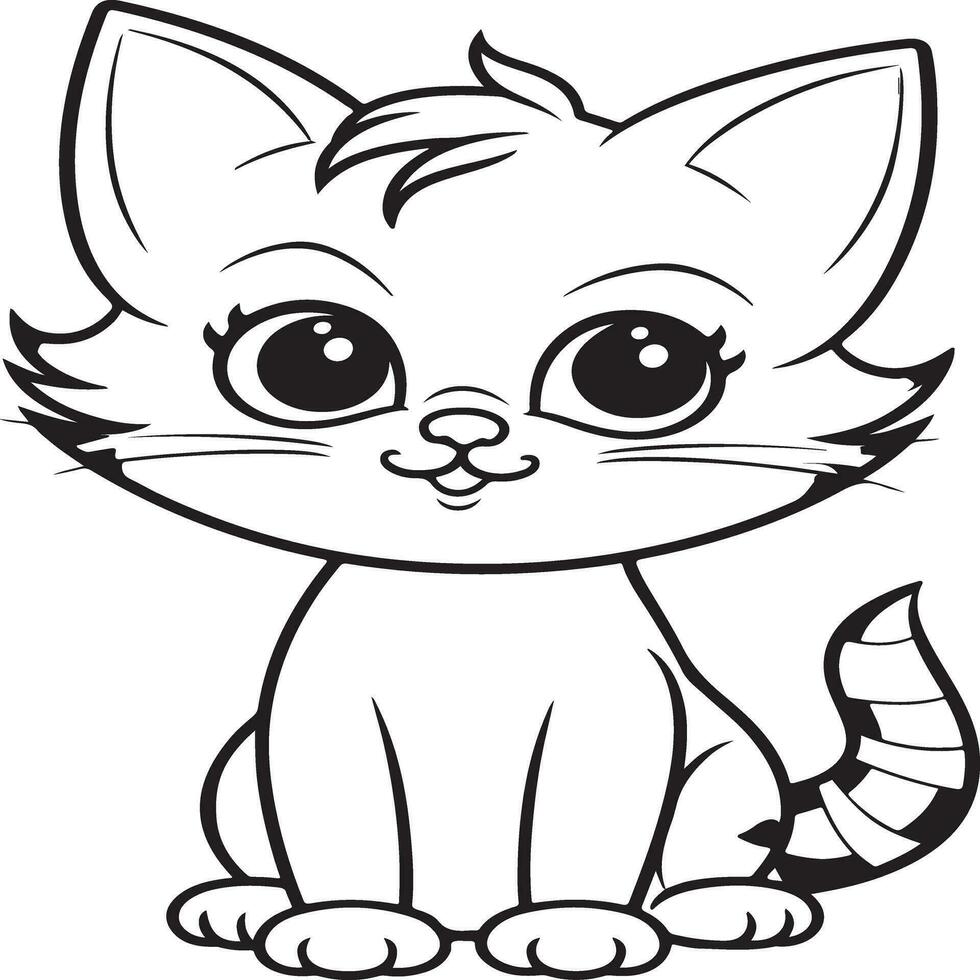 sencillo gato colorante página para niños vector