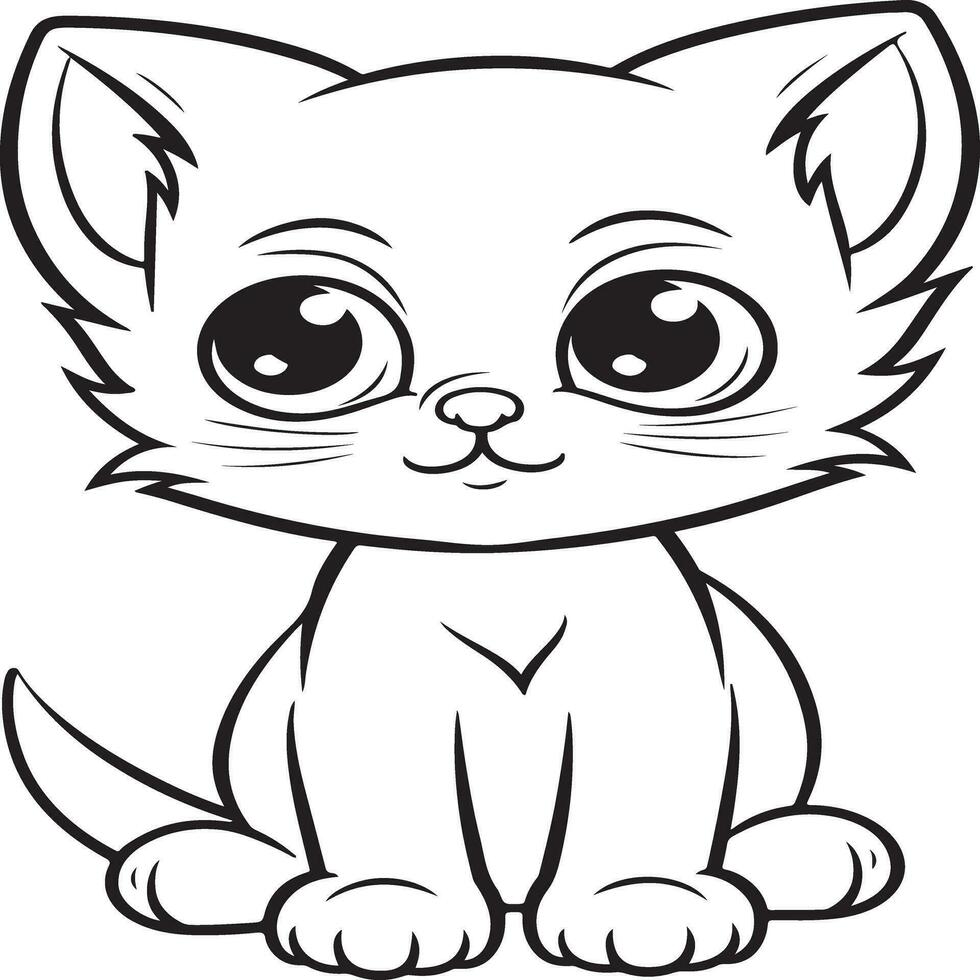 simple cat coloring page for kids vector