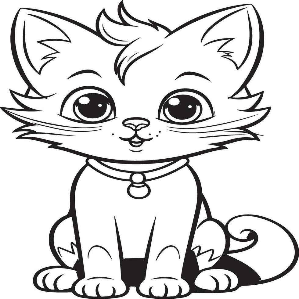 simple cat coloring page for kids vector