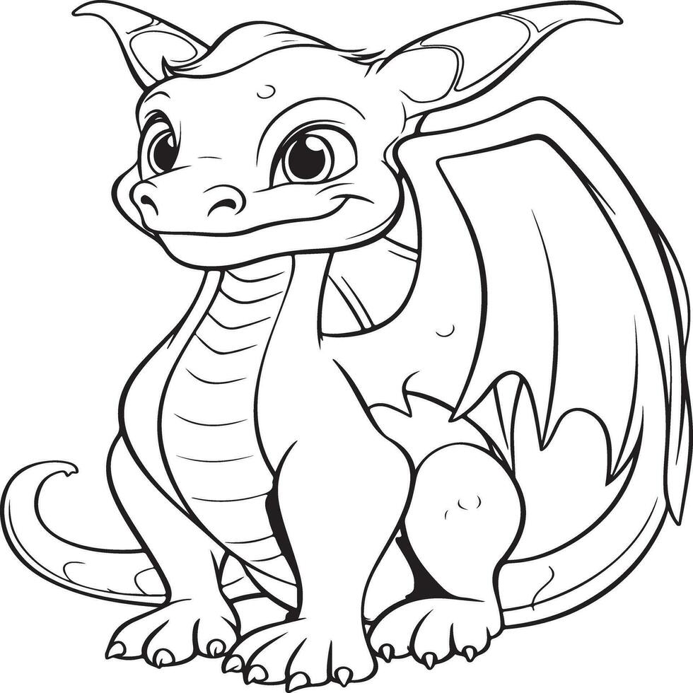 simple dragon coloring page for kids vector