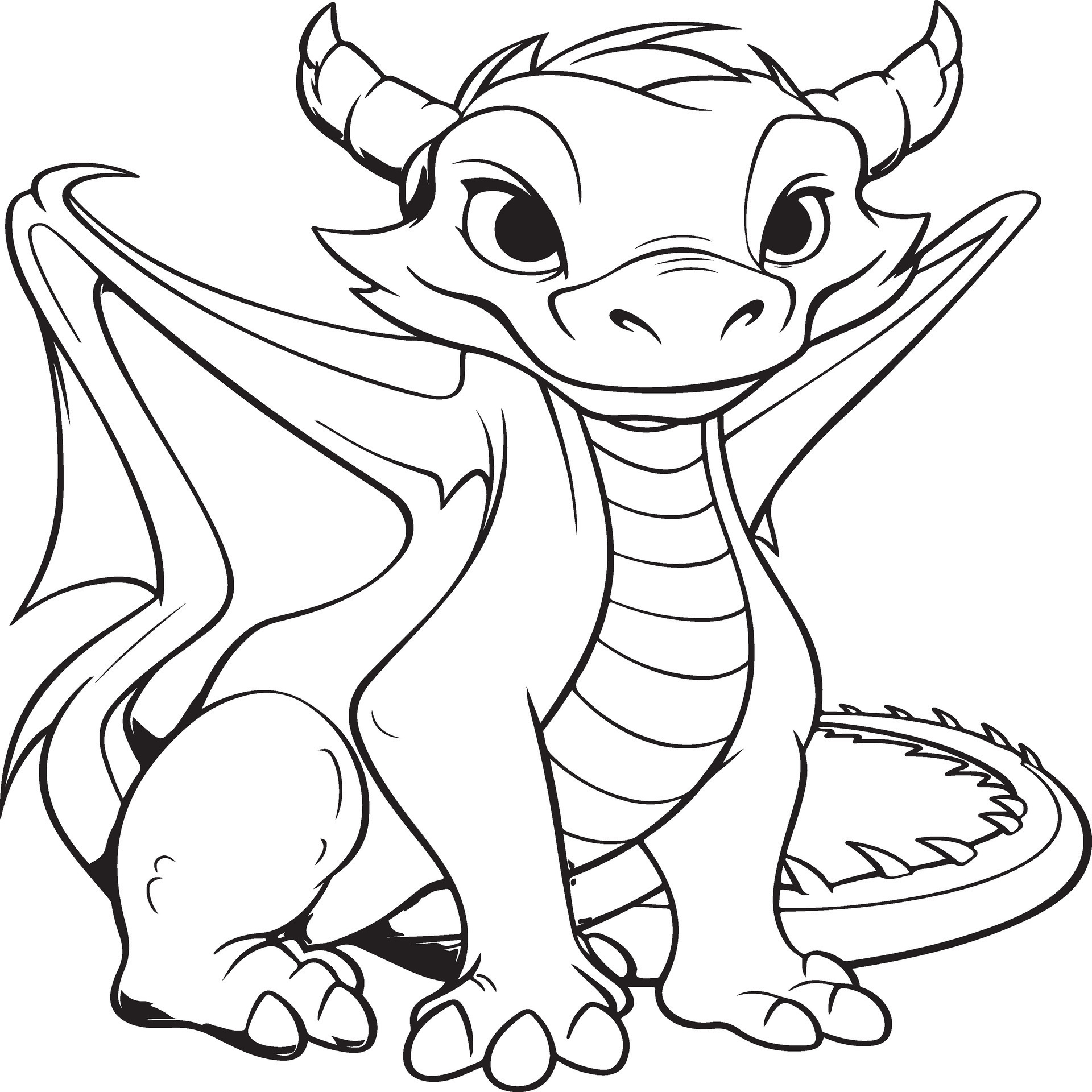 simple dragon coloring page for kids 30184487 Vector Art at Vecteezy