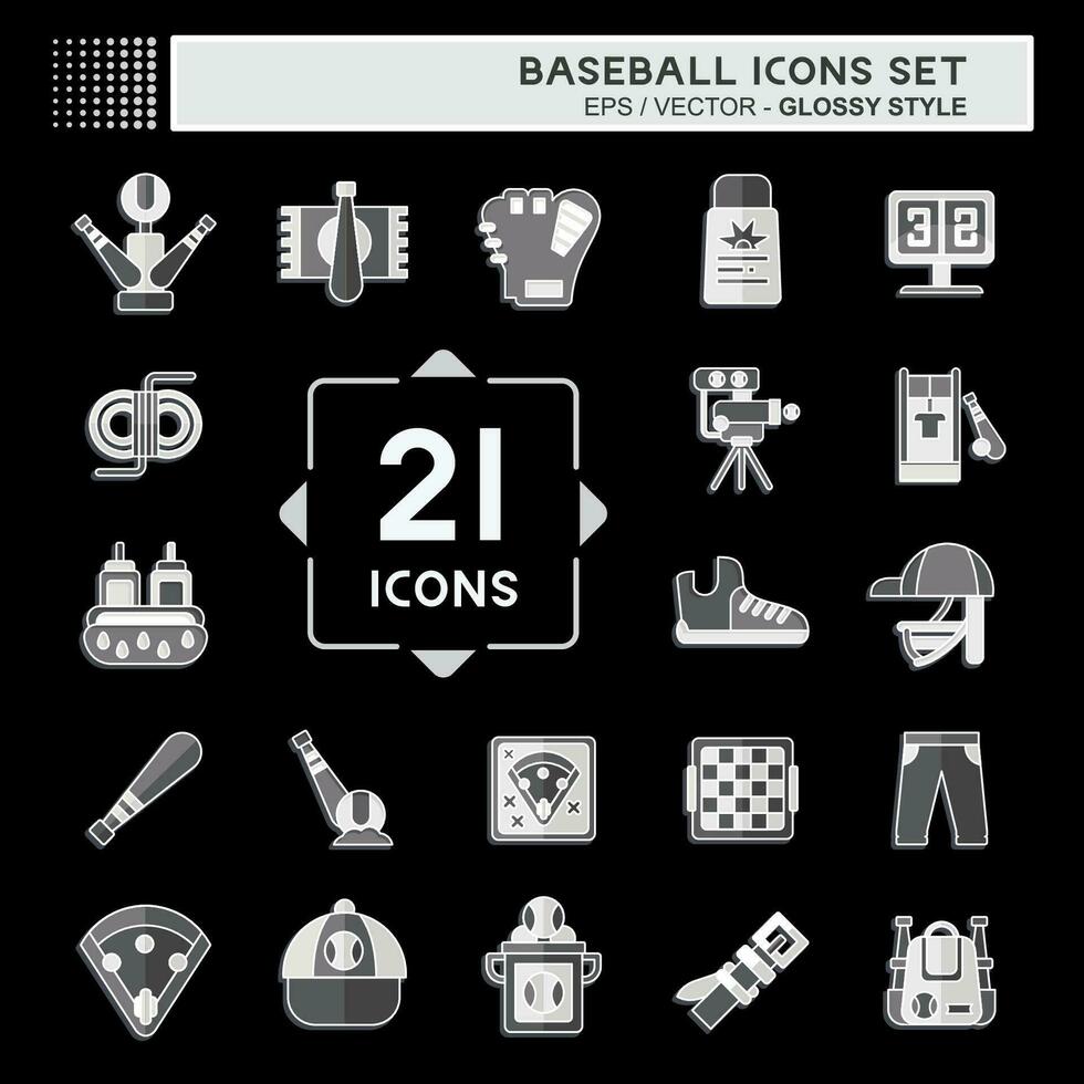 icono conjunto béisbol. relacionado a deporte símbolo. lustroso estilo. sencillo diseño editable. sencillo ilustración vector