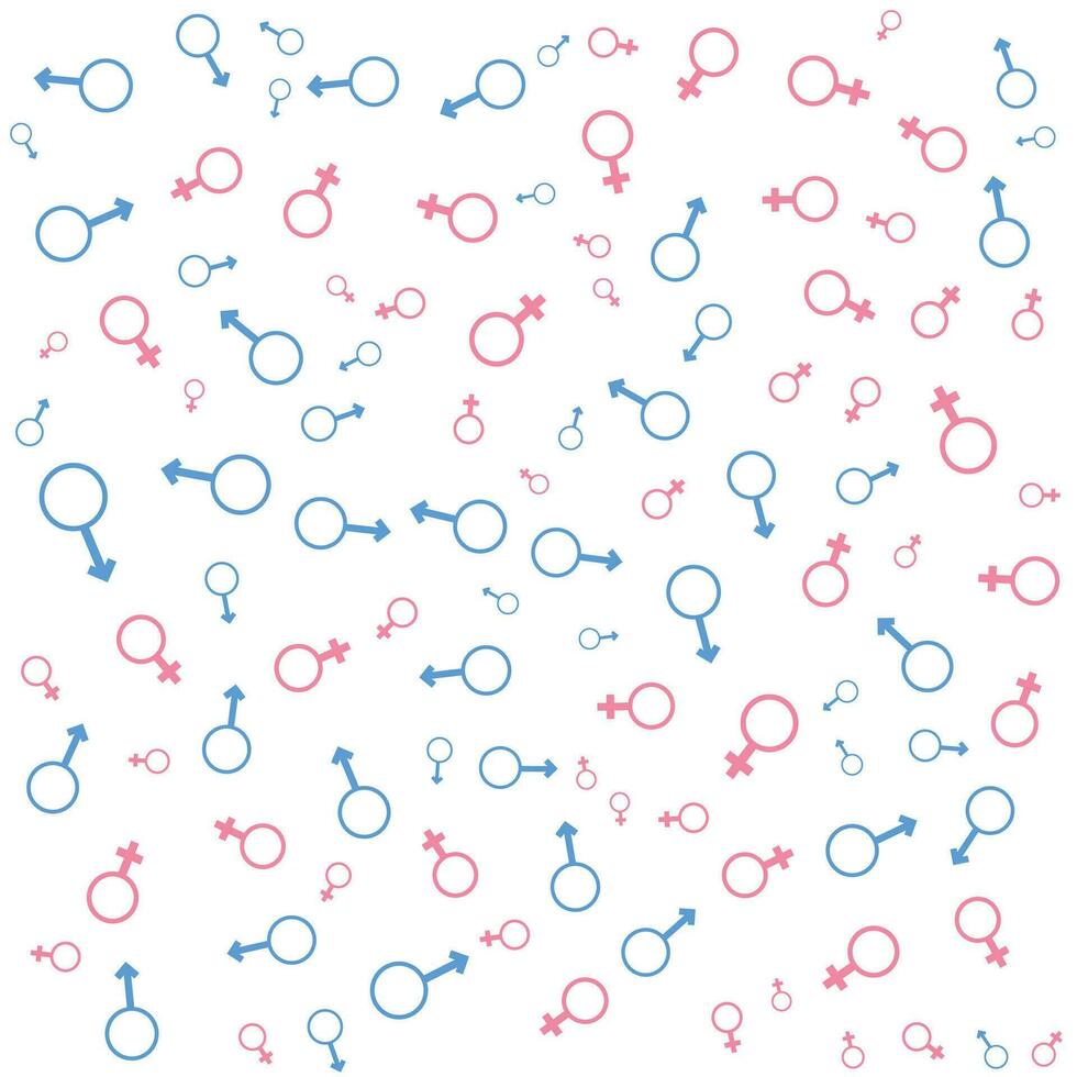Seamless pattern of gender signs. Black icons of gender identity and sexual orientation. Vector illustration.