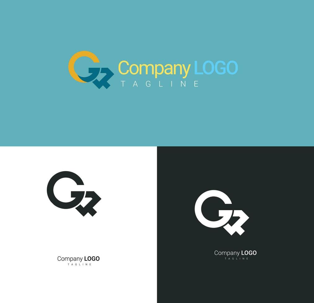 G and R letter logo concept with geometric style. logo design built from diamond shape and gold. describes a company that prioritizes luxury. Creative minimal monochrome monogram logo vector