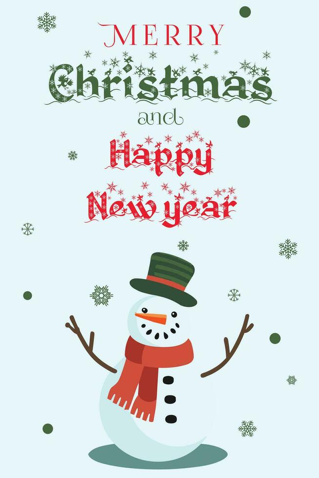 Merry Christmas and Happy New Year Vector Greetings card