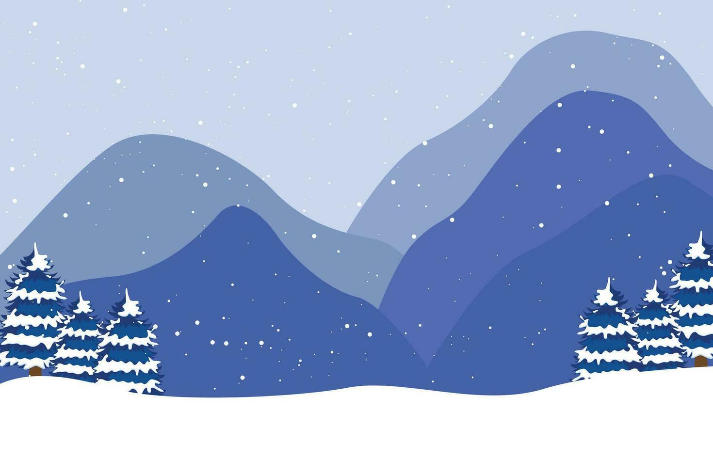 Flat Winter landscape background with snowy vector