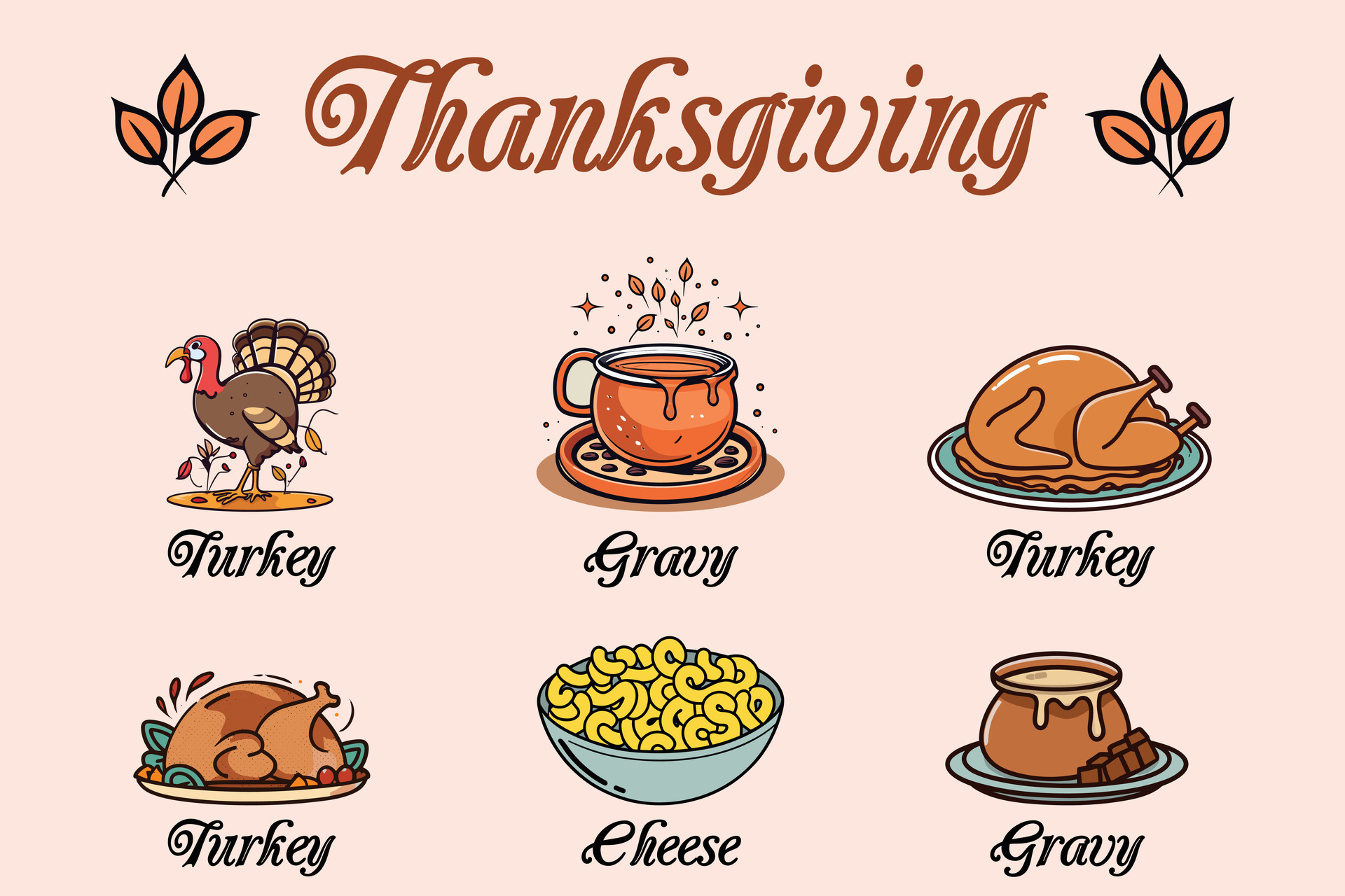 Thanksgiving Vector Elements, Turkey, Gravy, And Cheese Vector isolated  illustration 30184847 Vector Art at Vecteezy