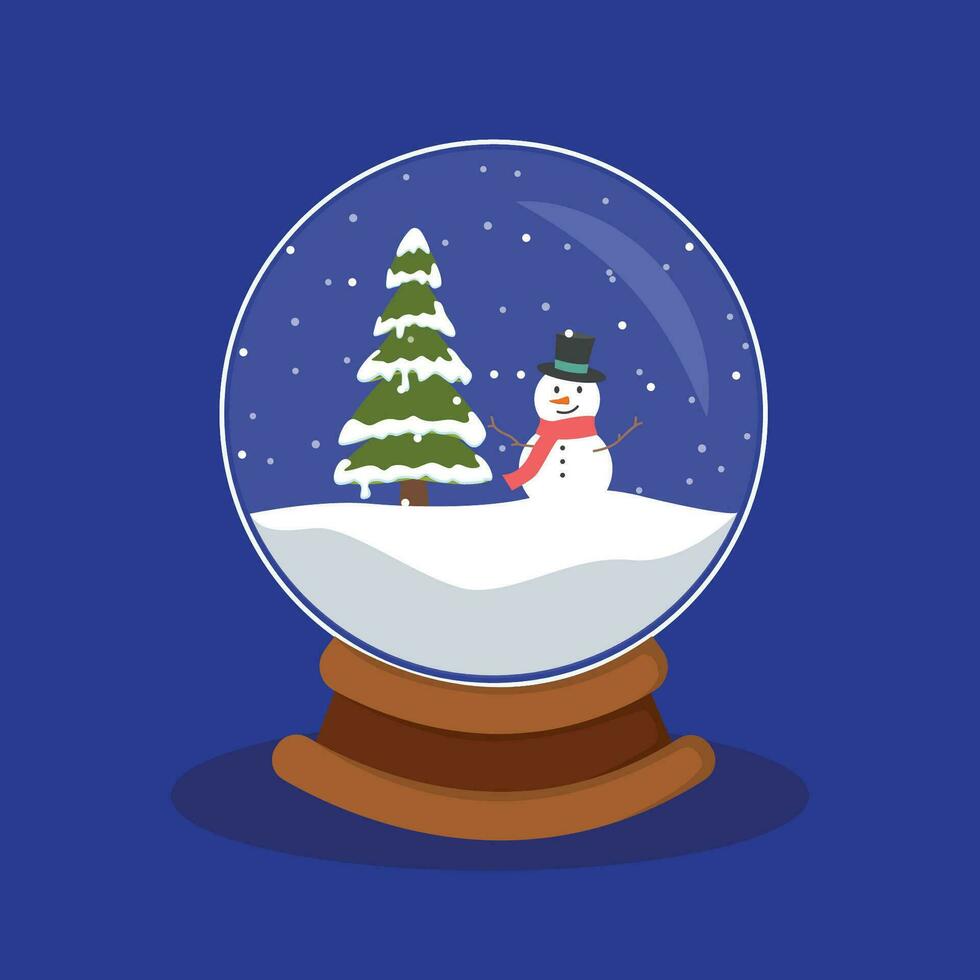 Christmas glass ball holiday ornaments. Snow Globe for winter and Christmas vector