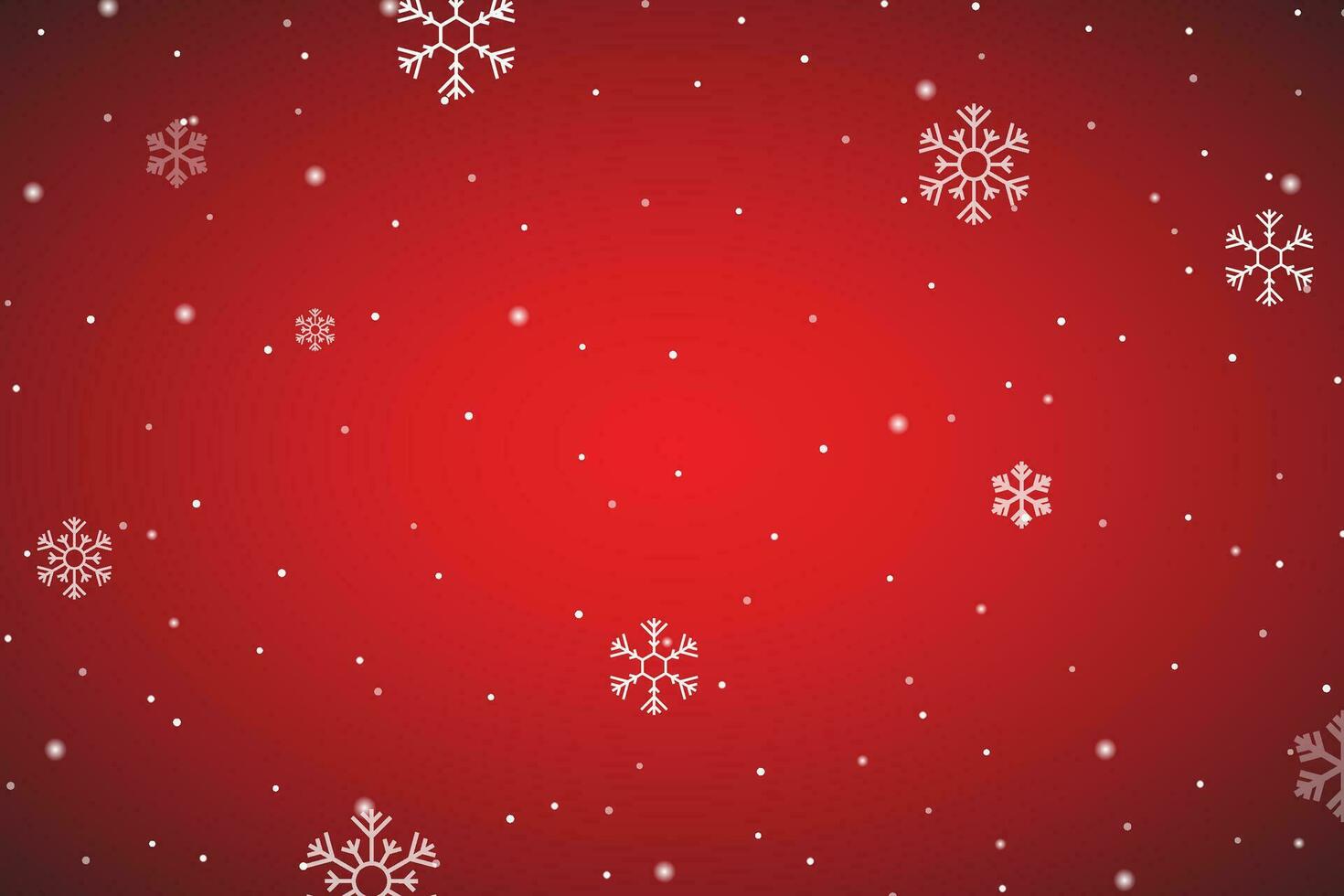 Winter snowfall and snowflakes on Red background for winter, Christmas, and New Year. vector